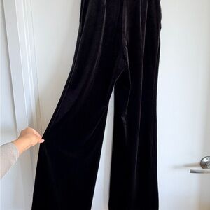 H&M Black Velvet Wide-Leg Pants Trousers size 4